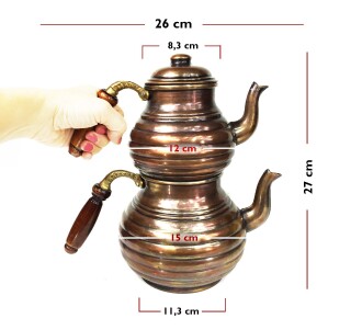 Shark Anatolia Dilimli Bakır Çaydanlık No:2 - 3