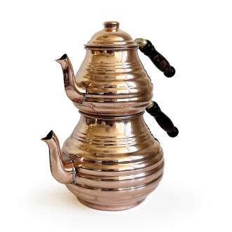 Shark Anatolia Dilimli Bakır Kalın El Dövme Çaydanlık no:2 - 8