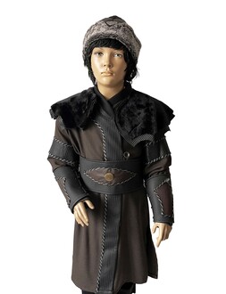 Traditional Ertugrul Gazi  Handmade Leather Alp Costume With Buttons Brown For Kids