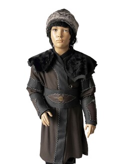 Traditional Ertugrul Gazi  Handmade Leather Alp Costume With Buttons Brown For Kids