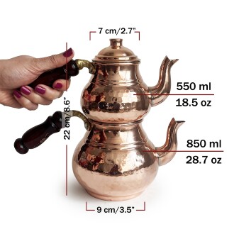 Shark Anatolia El Dövmesi Klasik Bakır Çaydanlık No:1 İnce - 4