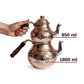 Shark Anatolia El İşleme Klasik Bakır Çaydanlık No:2 Kalın - 4