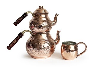 Shark Anatolia El İşleme Klasik Bakır Çaydanlık No:2 Kalın - 5