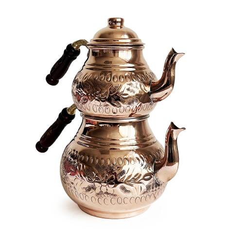 Shark Anatolia El İşleme Klasik Bakır Çaydanlık No:2 Kalın - 2