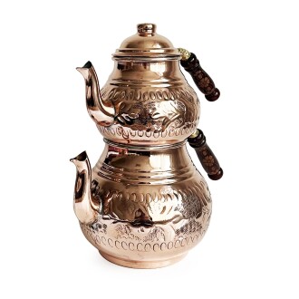 Shark Anatolia El İşleme Klasik Bakır Çaydanlık No:2 Kalın - 9