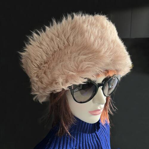Shark Anatolia El Yapımı %100 Yün Açık Pembe Kürklü Kadın Gerçek Deri Şapka - 4