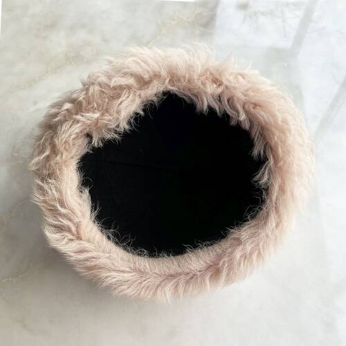Shark Anatolia El Yapımı %100 Yün Açık Pembe Kürklü Kadın Gerçek Deri Şapka - 7