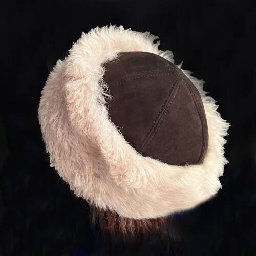 Shark Anatolia El Yapımı %100 Yün Açık Pembe Kürklü Kadın Gerçek Deri Şapka - 8