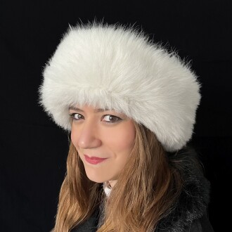 Shark Anatolia El Yapımı  %100 Yün Beyaz Kürklü Kadın Gerçek Deri Börk Şapka - 3