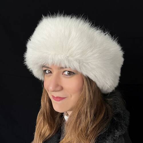 Shark Anatolia El Yapımı  %100 Yün Beyaz Kürklü Kadın Gerçek Deri Börk Şapka - 3