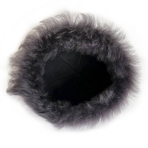 Handmade, 100% Wool, Real Fur, Leather Russian, Winter Hat For Women Gray
