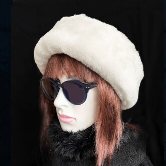 Shark Anatolia El Yapımı %100 Yün Kısa Beyaz Kürklü Kadın Gerçek Deri Şapka - 2
