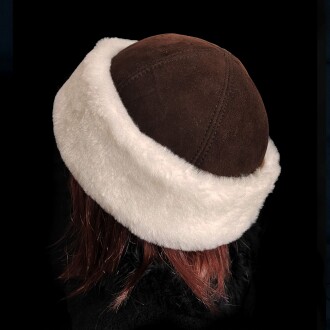 Shark Anatolia El Yapımı %100 Yün Kısa Beyaz Kürklü Kadın Gerçek Deri Şapka - 7