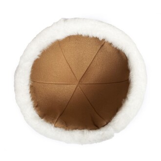 Shark Anatolia El Yapımı %100 Yün Kısa Beyaz Kürklü Kadın Gerçek Deri Şapka - 8