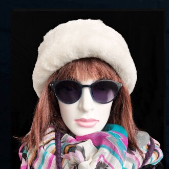 Shark Anatolia El Yapımı %100 Yün Kısa Beyaz Kürklü Kadın Gerçek Deri Şapka - 9