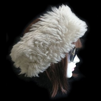 Shark Anatolia El Yapımı %100 Yün Kıvırcık Bej Krem Kürklü Kadın Gerçek Deri Şapka - 5