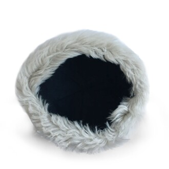 Shark Anatolia El Yapımı %100 Yün Kıvırcık Bej Krem Kürklü Kadın Gerçek Deri Şapka - 7