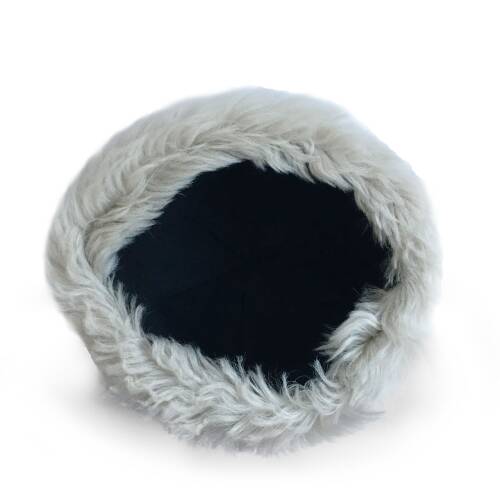 Shark Anatolia El Yapımı %100 Yün Kıvırcık Bej Krem Kürklü Kadın Gerçek Deri Şapka - 7