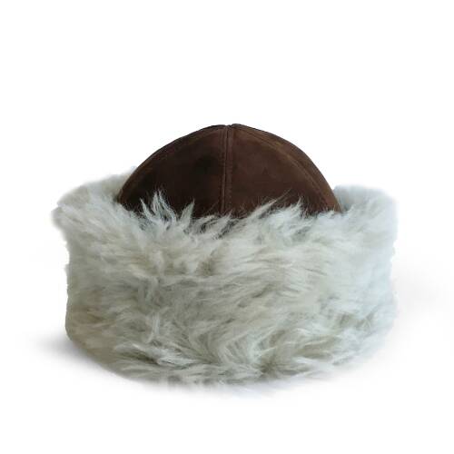 Shark Anatolia El Yapımı %100 Yün Kıvırcık Bej Krem Kürklü Kadın Gerçek Deri Şapka - 8
