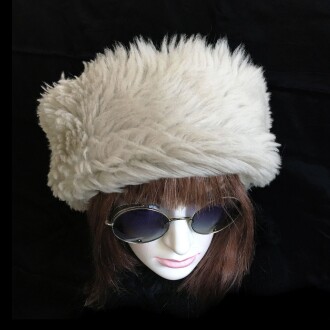 Shark Anatolia El Yapımı %100 Yün Kıvırcık Bej Krem Kürklü Kadın Gerçek Deri Şapka - 9