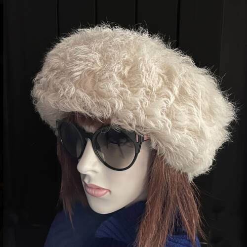 Shark Anatolia El Yapımı %100 Yün Kıvırcık Krem Kürklü Kadın Gerçek Deri Şapka - 3
