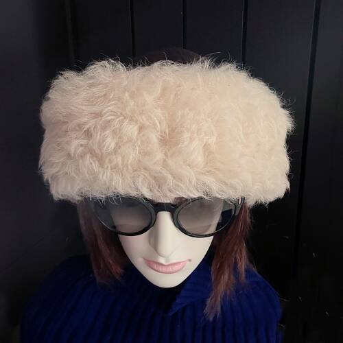 Shark Anatolia El Yapımı %100 Yün Kıvırcık Krem Kürklü Kadın Gerçek Deri Şapka - 7