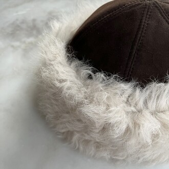 Shark Anatolia El Yapımı %100 Yün Kıvırcık Krem Kürklü Kadın Gerçek Deri Şapka - 8