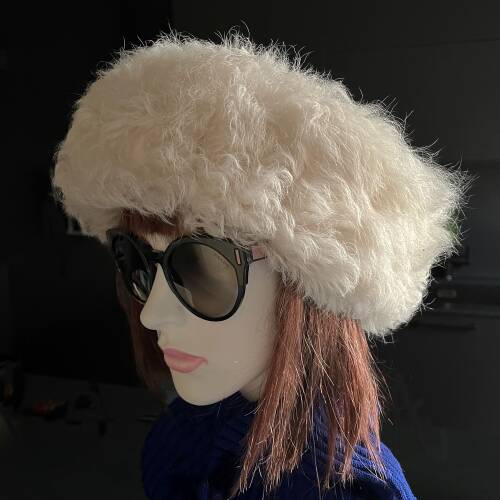 Shark Anatolia El Yapımı %100 Yün Kıvırcık Krem Kürklü Kadın Gerçek Deri Şapka - 10