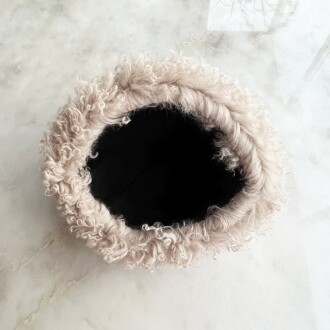 Shark Anatolia El Yapımı %100 Yün Kıvırcık Krem Kürklü Kadın Gerçek Deri Şapka - 7