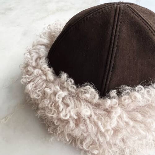 Shark Anatolia El Yapımı %100 Yün Kıvırcık Krem Kürklü Kadın Gerçek Deri Şapka - 8