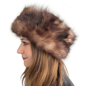 Shark Anatolia El Yapımı  %100 Yün Koyu Kahve Kürklü Kadın Gerçek Deri Börk Şapka - 3