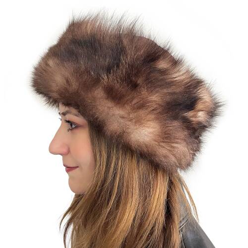 Shark Anatolia El Yapımı  %100 Yün Koyu Kahve Kürklü Kadın Gerçek Deri Börk Şapka - 3