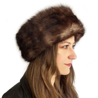 Shark Anatolia El Yapımı  %100 Yün Koyu Kahve Kürklü Kadın Gerçek Deri Börk Şapka - 6