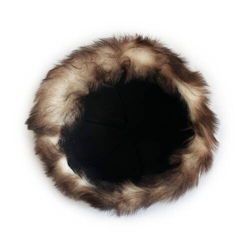 Shark Anatolia El Yapımı  %100 Yün Koyu Kahve Kürklü Kadın Gerçek Deri Börk Şapka - 8