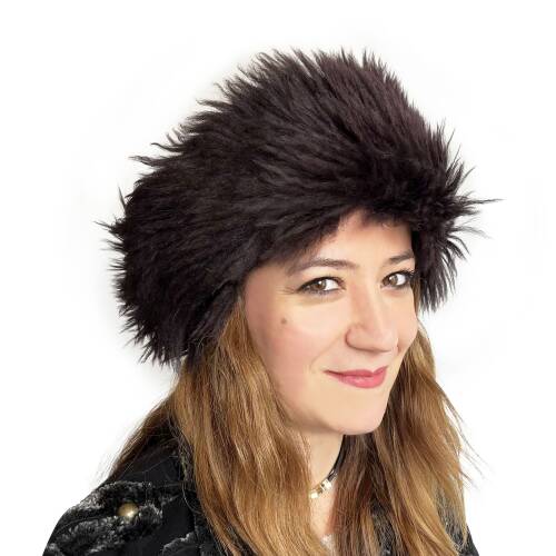Shark Anatolia El Yapımı  %100 Yün Mürdüm Kürklü Kadın Gerçek Deri Börk Şapka - 5