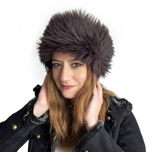 Shark Anatolia El Yapımı  %100 Yün Mürdüm Kürklü Kadın Gerçek Deri Börk Şapka - 6