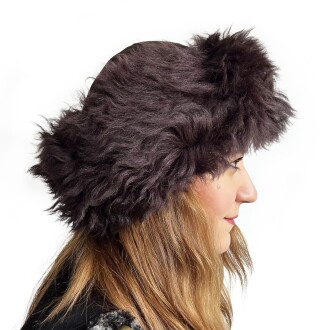Shark Anatolia El Yapımı  %100 Yün Mürdüm Kürklü Kadın Gerçek Deri Börk Şapka - 9
