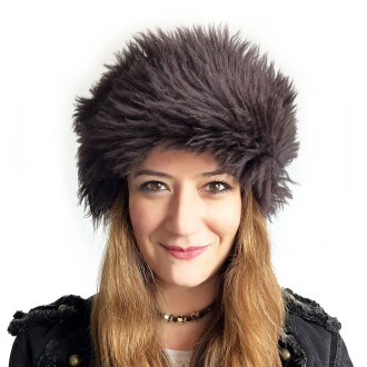 Leather Winter Hat For Women 100% Wool Fur, Plum Color Fur