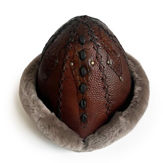 Shark Anatolia Ertuğrul Gazi Hakiki Deri Börk Şapka Selçuklu Kabartmalı - 4