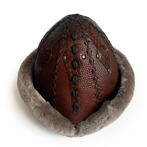 Shark Anatolia Ertuğrul Gazi Hakiki Deri Börk Şapka Selçuklu Kabartmalı - 4