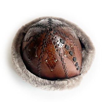 Shark Anatolia Ertuğrul Gazi Hakiki Deri Börk Şapka Selçuklu Kabartmalı - 7