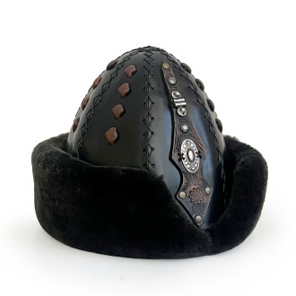 Shark Anatolia Ertuğrul Gazi Kabartma Desen Metal Broş Hakiki Deri Börk Şapka Siyah-57 - 4