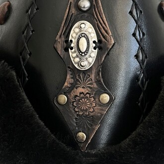 Shark Anatolia Ertuğrul Gazi Kabartma Desen Metal Broş Hakiki Deri Börk Şapka Siyah-57 - 7