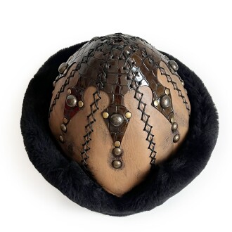 Shark Anatolia Ertuğrul Gazi Şapka Hakiki Deri Düğme Zımbalı Börk Hardal Kahve - 4