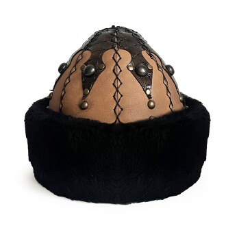 Shark Anatolia Ertuğrul Gazi Şapka Hakiki Deri Düğme Zımbalı Börk Hardal Kahve - 6