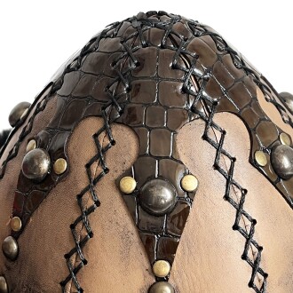 Shark Anatolia Ertuğrul Gazi Şapka Hakiki Deri Düğme Zımbalı Börk Hardal Kahve - 8