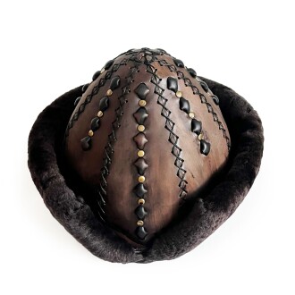 Shark Anatolia Ertuğrul Gazi Şapka Hakiki Deri Kabartma Desen Zımbalı Börk Antik Kahve-61 - 4