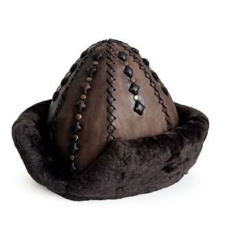 Shark Anatolia Ertuğrul Gazi Şapka Hakiki Deri Kabartma Desen Zımbalı Börk Antik Kahve-61 - 5