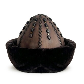 Shark Anatolia Ertuğrul Gazi Şapka Hakiki Deri Kabartma Desen Zımbalı Börk Antik Kahve-61 - 6