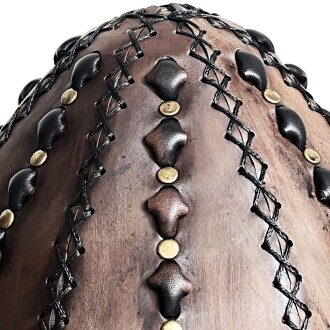 Shark Anatolia Ertuğrul Gazi Şapka Hakiki Deri Kabartma Desen Zımbalı Börk Antik Kahve-61 - 9